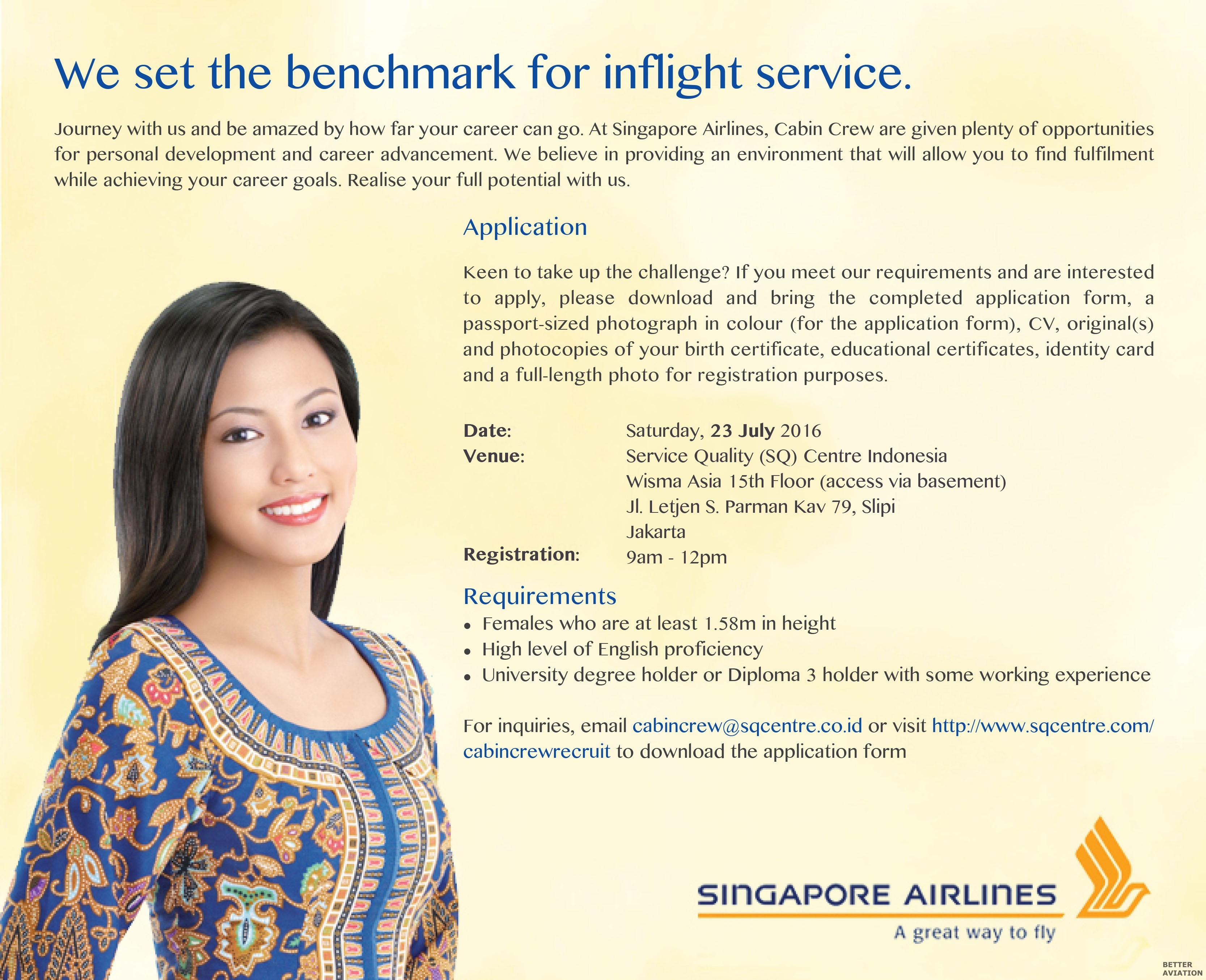 Singapore Airlines Cabin Crew Jakarta July 2016