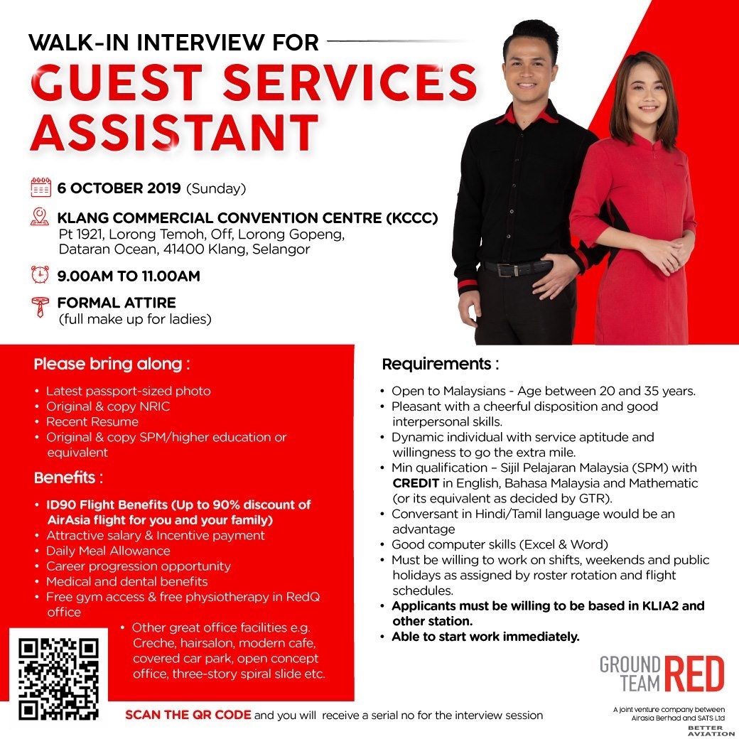 AirAsia Guest Services Assistant Walk In Interview Klang