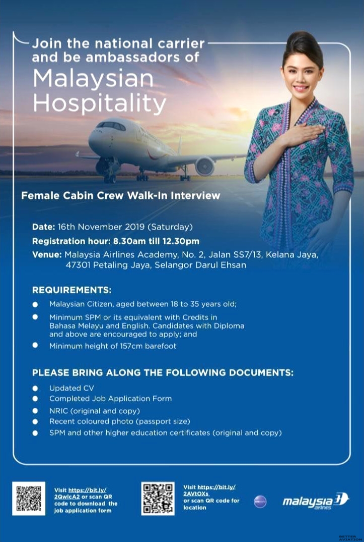 Malaysia Airlines Female Cabin Crew Walk In Interview Kuala Lumpur November 2019 Better Aviation