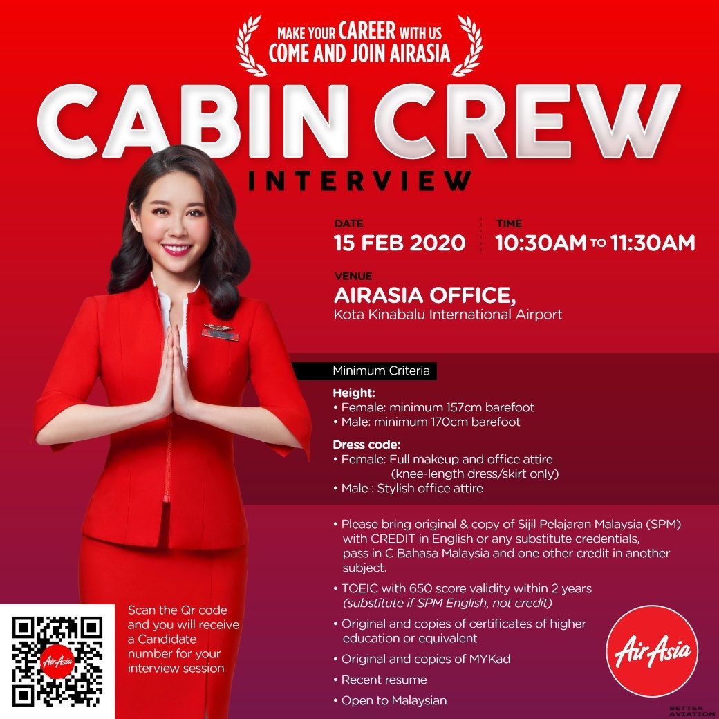 Airasia Cabin Crew Walk In Interview Kota Kinabalu February 2020 Better Aviation