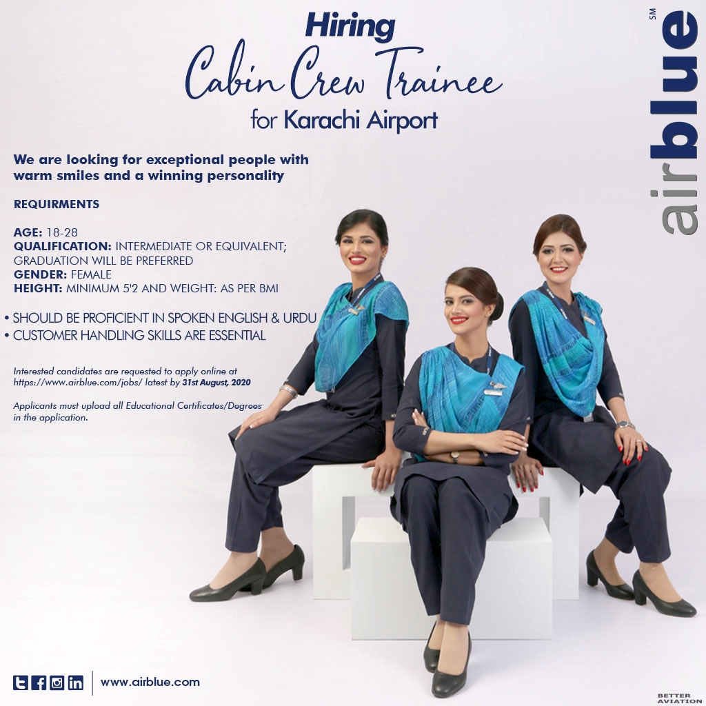 airblue Cabin Crew Trainee Karachi (August 2020 ...