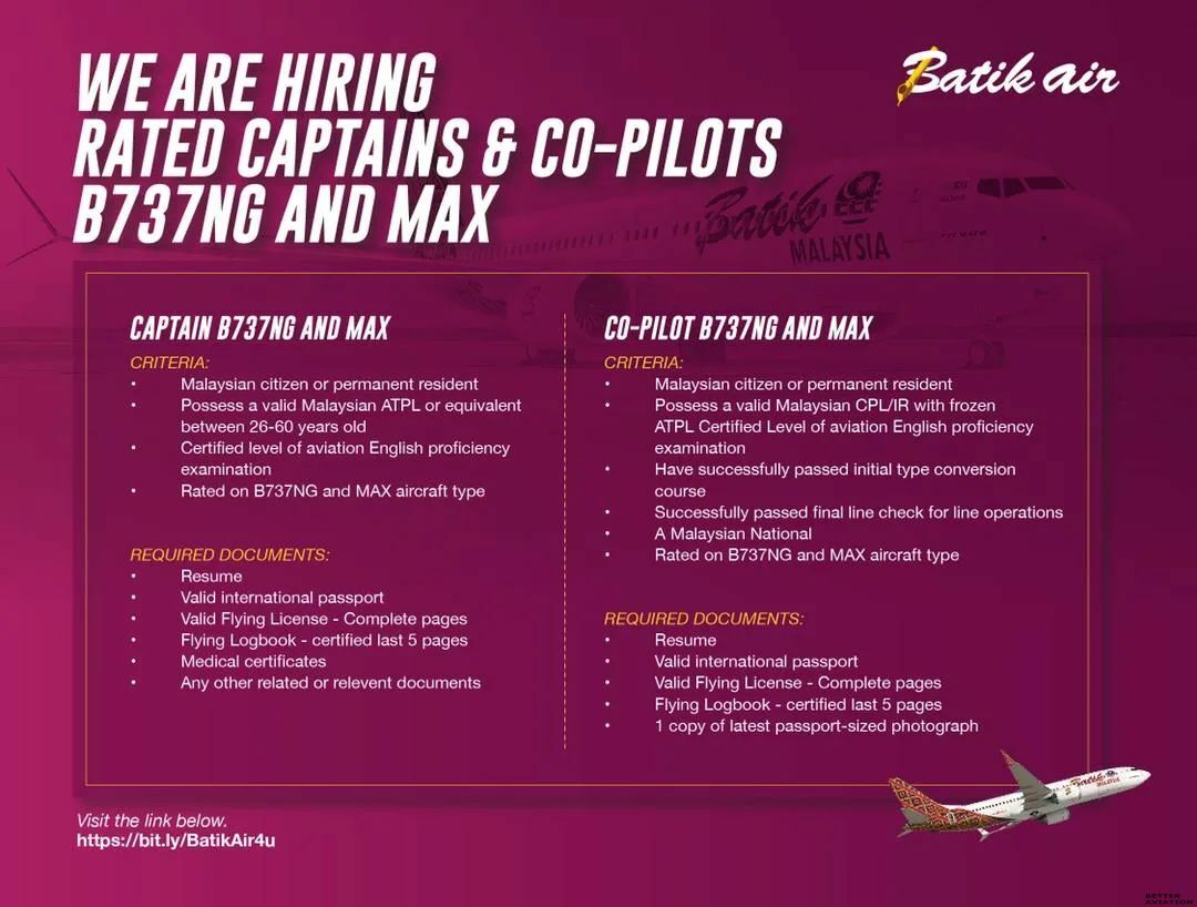 Batik Air Malaysia B737NG/MAX Pilot Recruitment - Better Aviation