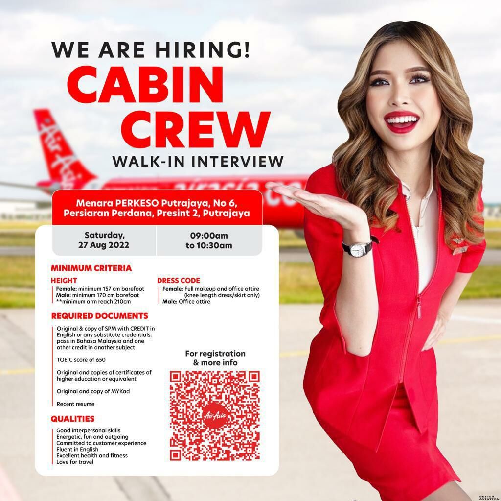 Airasia Cabin Crew Walk In Interview Putrajaya August 2022 Better Aviation