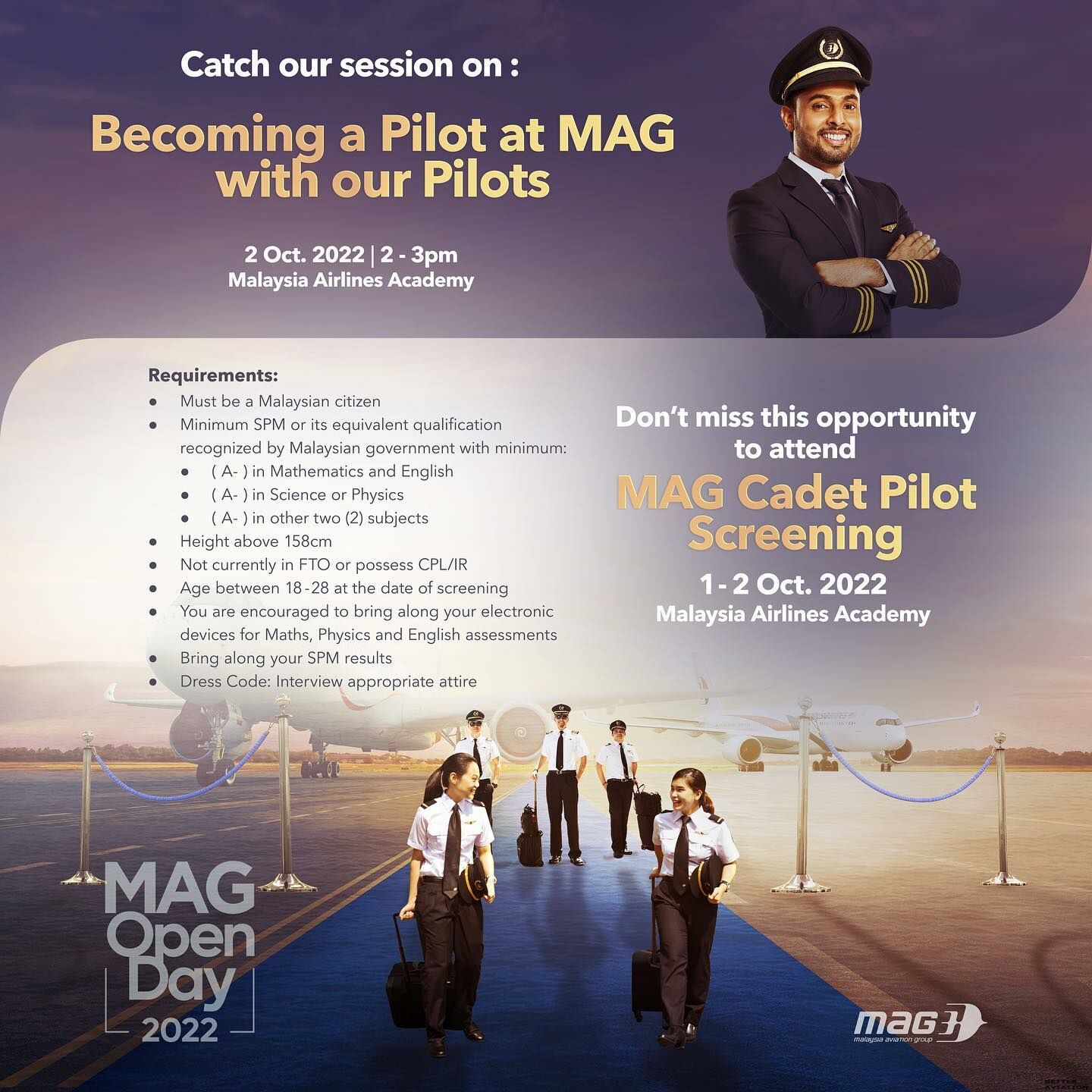 Malaysia Airlines AbInitio Cadet Pilot Screening (October 2022